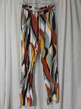 Unbranded Multicolor Wave-Print Rayon Pants